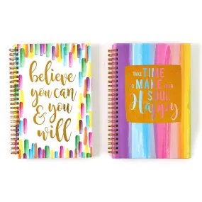 100 Sheet Hard Cover Journal Rainbow Soul, Hot Stamp, 8.5" X 5.75", 2 Designs