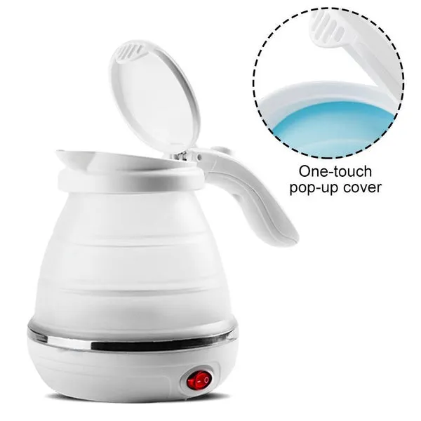 2137 Silicone Foldable Collapsible Electric Water Kettle Camping  Boiler