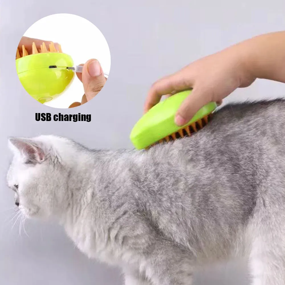 3 In1 Cat Steam Brush Electric Spray Cat Dog Hair Brush Steamer Brush For Massage Pet Grooming Cat Hair Brush For Removing