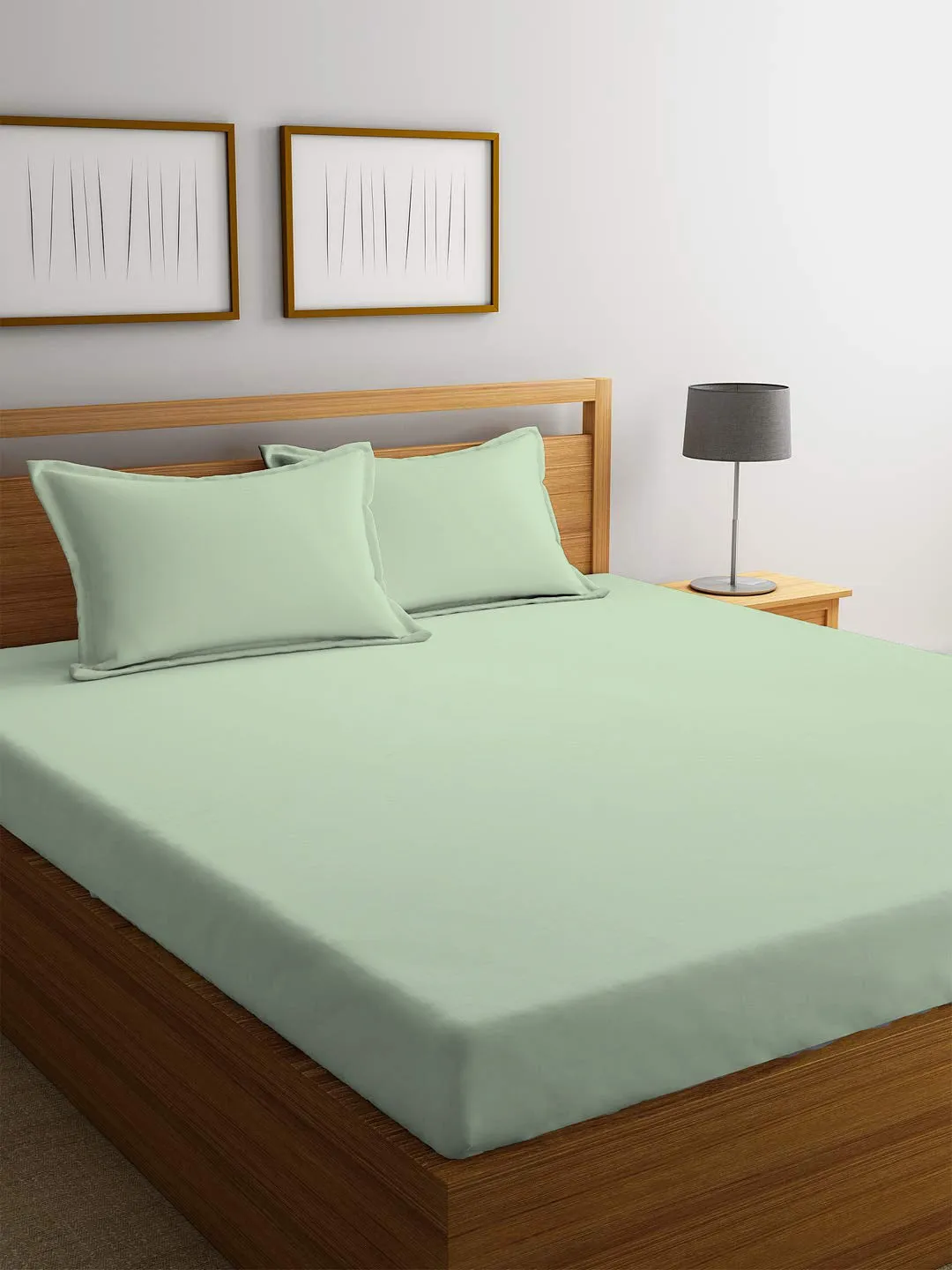 3 Piece Fitted Sheet Set Super Soft Mint Green King Size 180x200 30cm with 2 Pillow Case