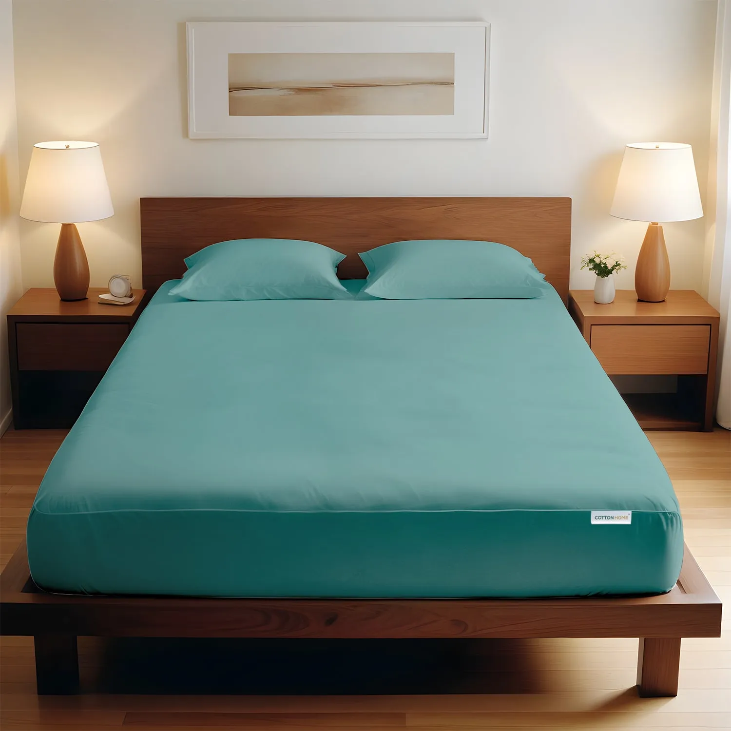 3 Piece Fitted Sheet Set Super Soft Teal Single Size 120x200 25cm with 2 Pillow Case