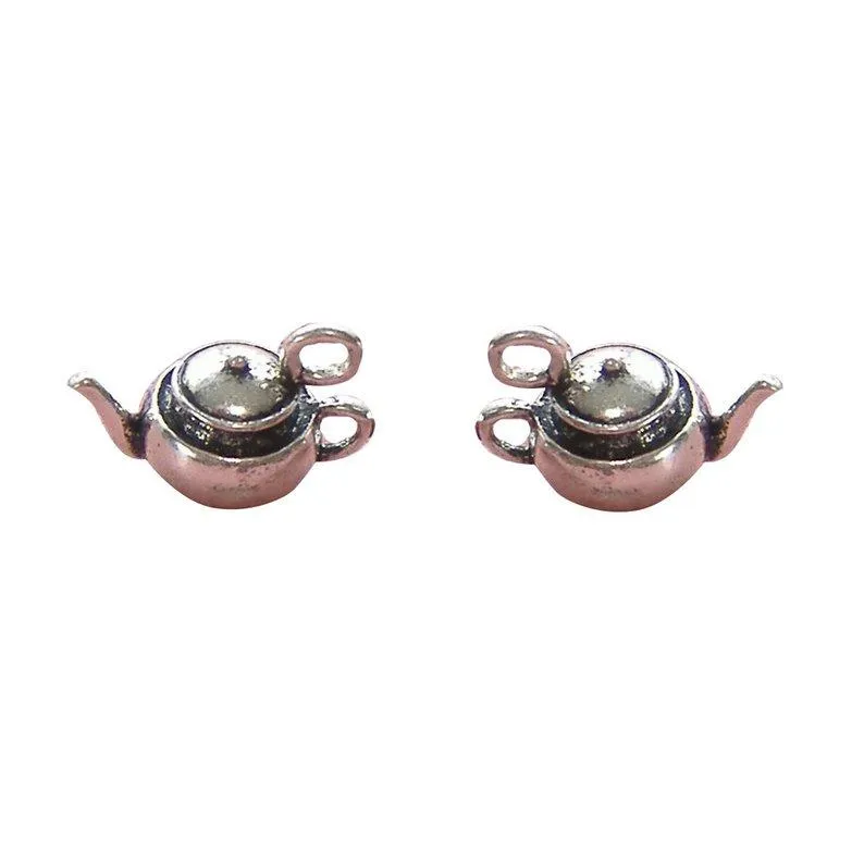 5 Pcs Tibetan Silver Tea Pot Vintage Heavy Kettle 18X18mm 3D Charms Pendants