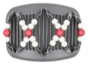 African Butterfly Hair Comb - Dalena Black Pearl 22