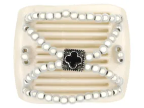 African Butterfly LadyBug Hair Comb - White Pearl 27