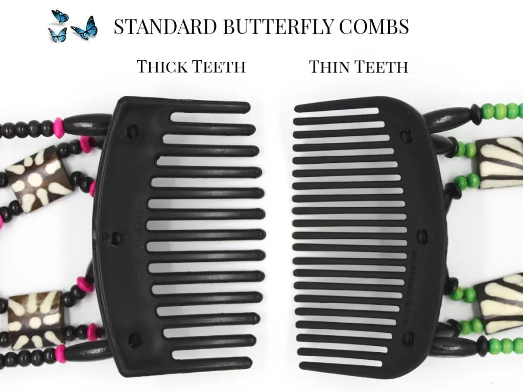 African Butterfly Thick Hair Comb - Beada Brown 175