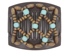 African Butterfly Thick Hair Comb - Ndebele Brown 157