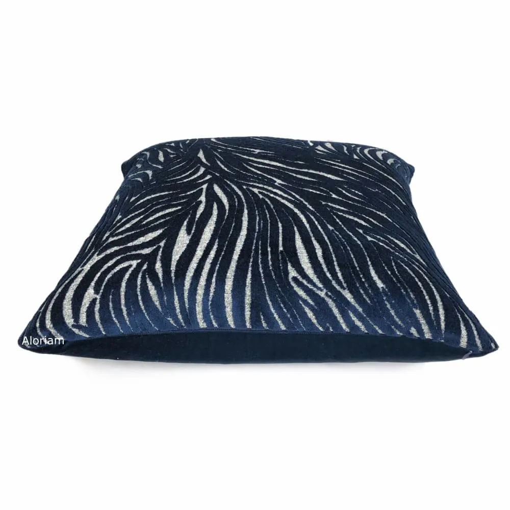 Alden Navy Blue Abstract Cut Velvet Pillow Cover