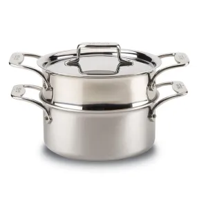 All-Clad d5 Brushed Stainless 3 qt Casserole Pan with Steamer