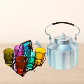 Aluminium Kettle with Glass Set and Stand