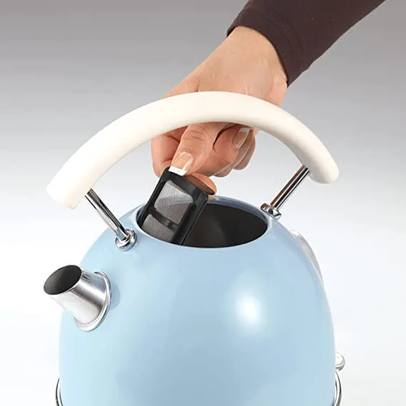 Ariete 2877 Vintage electric kettle, 2000 watt, 1.7 litres, in stainless steel painted in light blue pastel colour