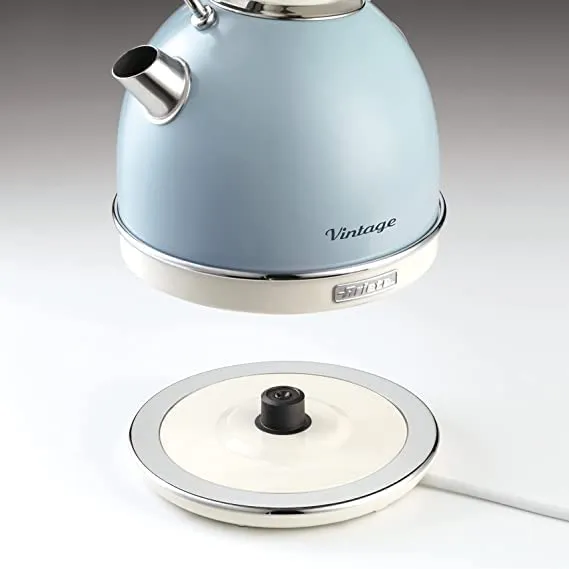 Ariete 2877 Vintage electric kettle, 2000 watt, 1.7 litres, in stainless steel painted in light blue pastel colour