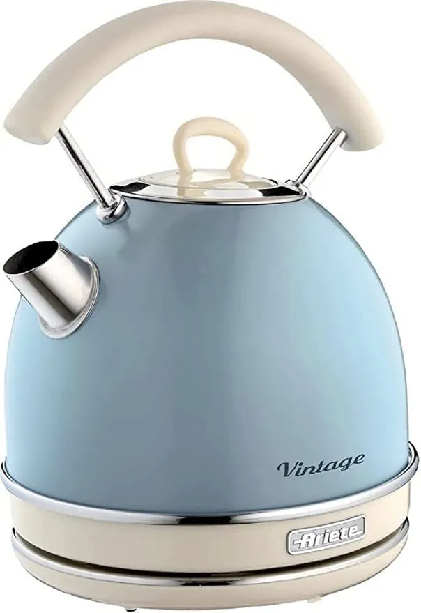 Ariete 2877 Vintage electric kettle, 2000 watt, 1.7 litres, in stainless steel painted in light blue pastel colour