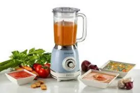 Ariete Blender 1000W1.5L4Stainless Steel Blades4 Speeds Pulse ButtonGlass JarBlue Color.