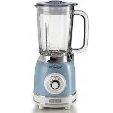 Ariete Blender 1000W1.5L4Stainless Steel Blades4 Speeds Pulse ButtonGlass JarBlue Color.