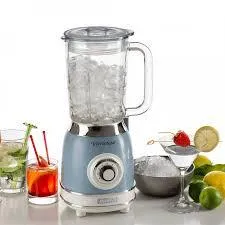 Ariete Blender 1000W1.5L4Stainless Steel Blades4 Speeds Pulse ButtonGlass JarBlue Color.