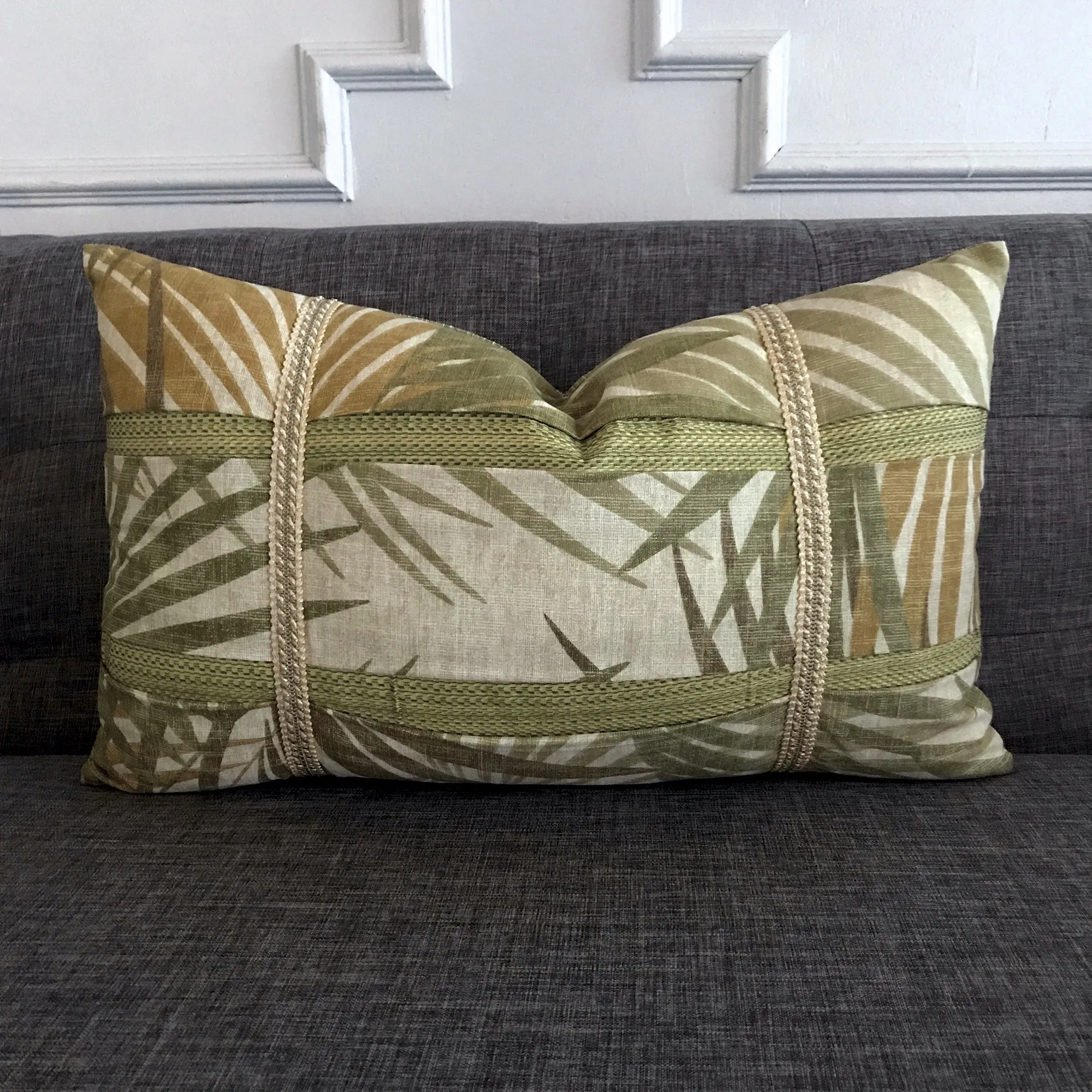 Augustus Gold Coast Tropical Leaf Lumbar Pillow Cover 13x22