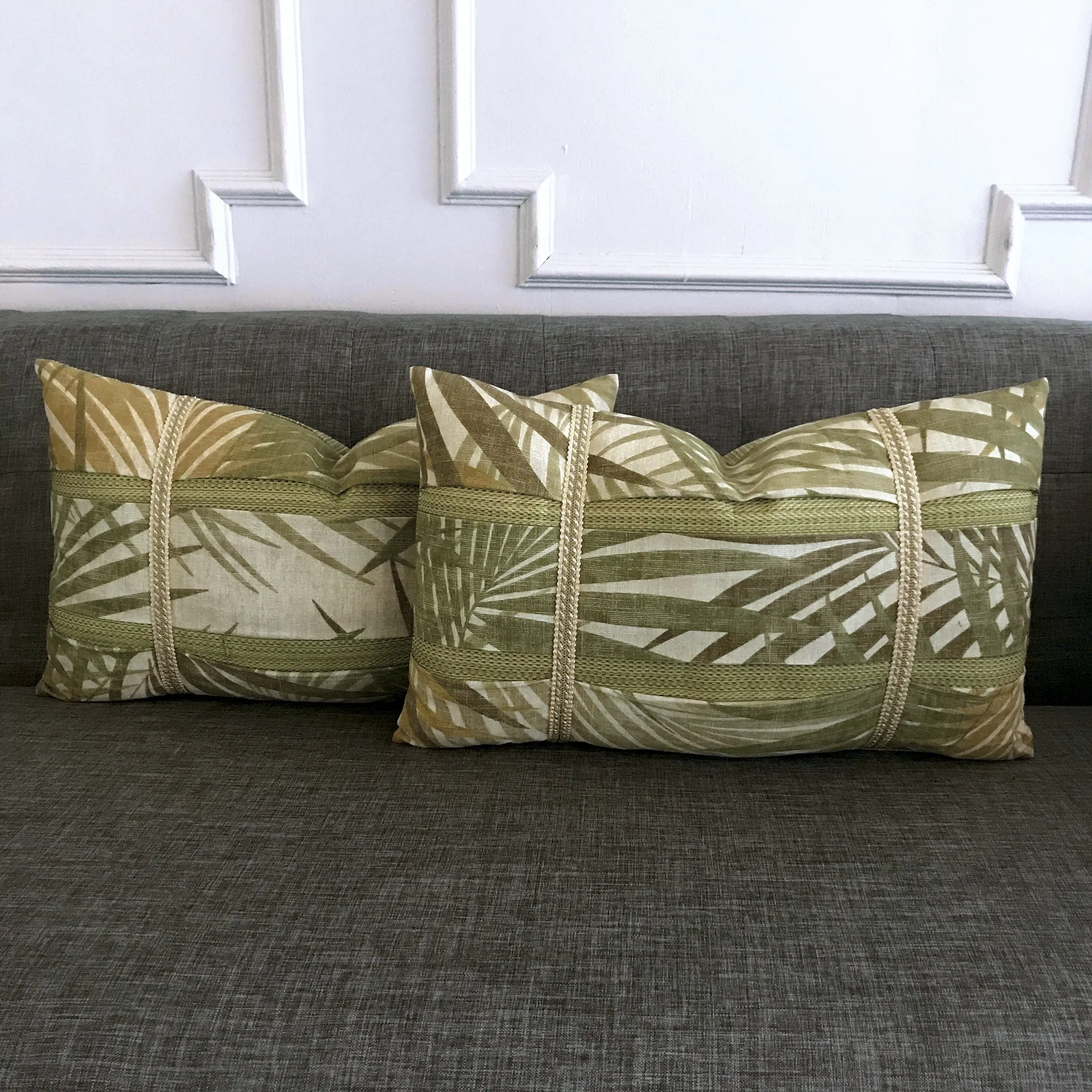 Augustus Gold Coast Tropical Leaf Lumbar Pillow Cover 13x22