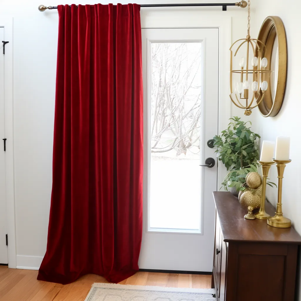 Back Tab Velvet Thermal Insulated Door Curtain - Custom Width and Length