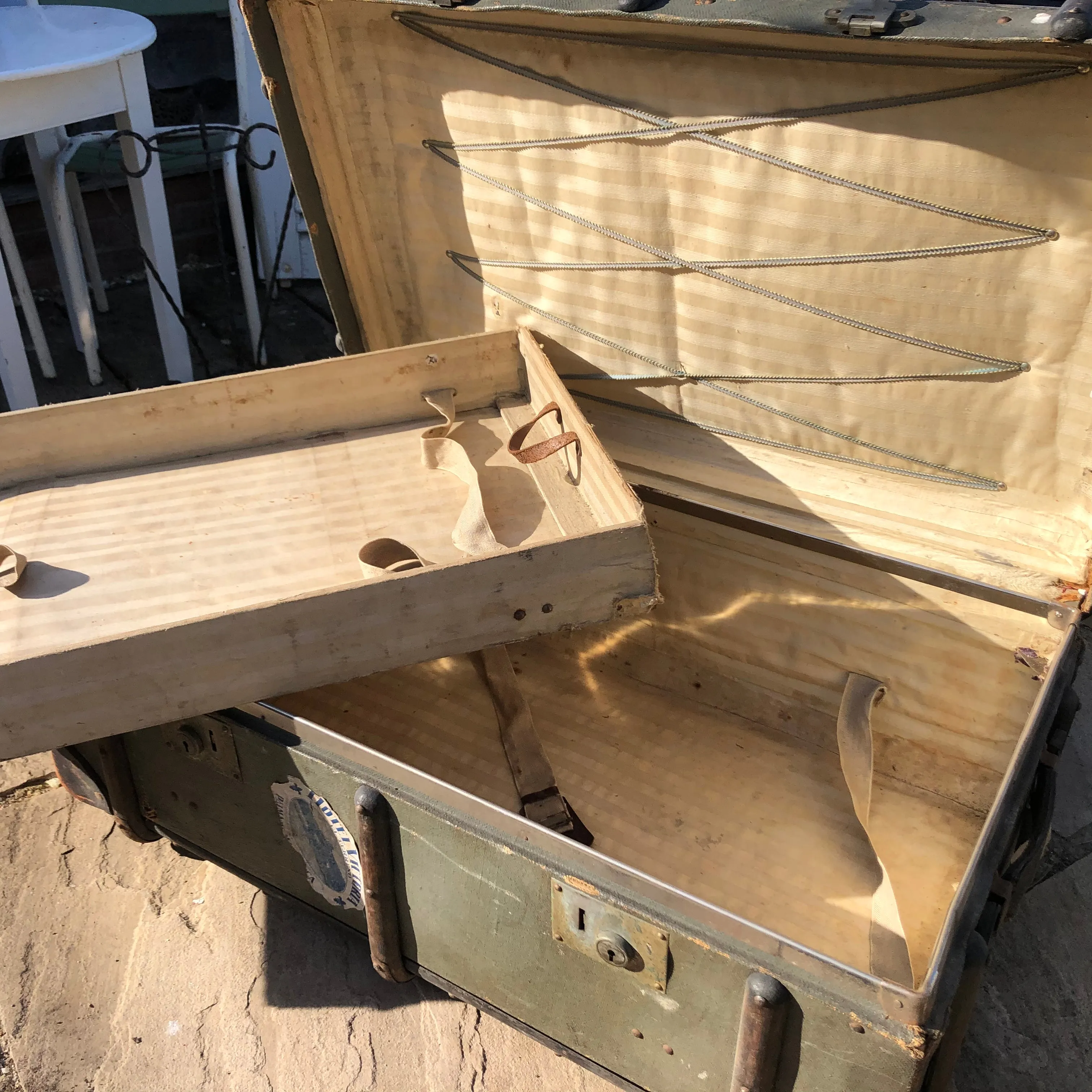 Beautiful bent wood steamer trunk