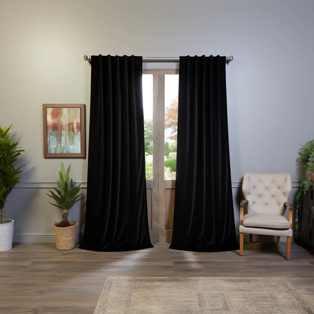 Black Velvet Back Tab Curtain - Custom Sizes and Colours