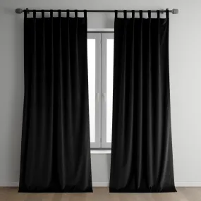 Black Velvet Tab Top Curtain - Custom Sizes and Colours