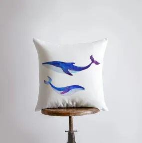 Blue Watercolor Whales | Pillow Cover | Throw Pillow | Home Decor | Coastal Decor | Pillow | Ocean | Gift for her | Accent Pillow Cover |Sea