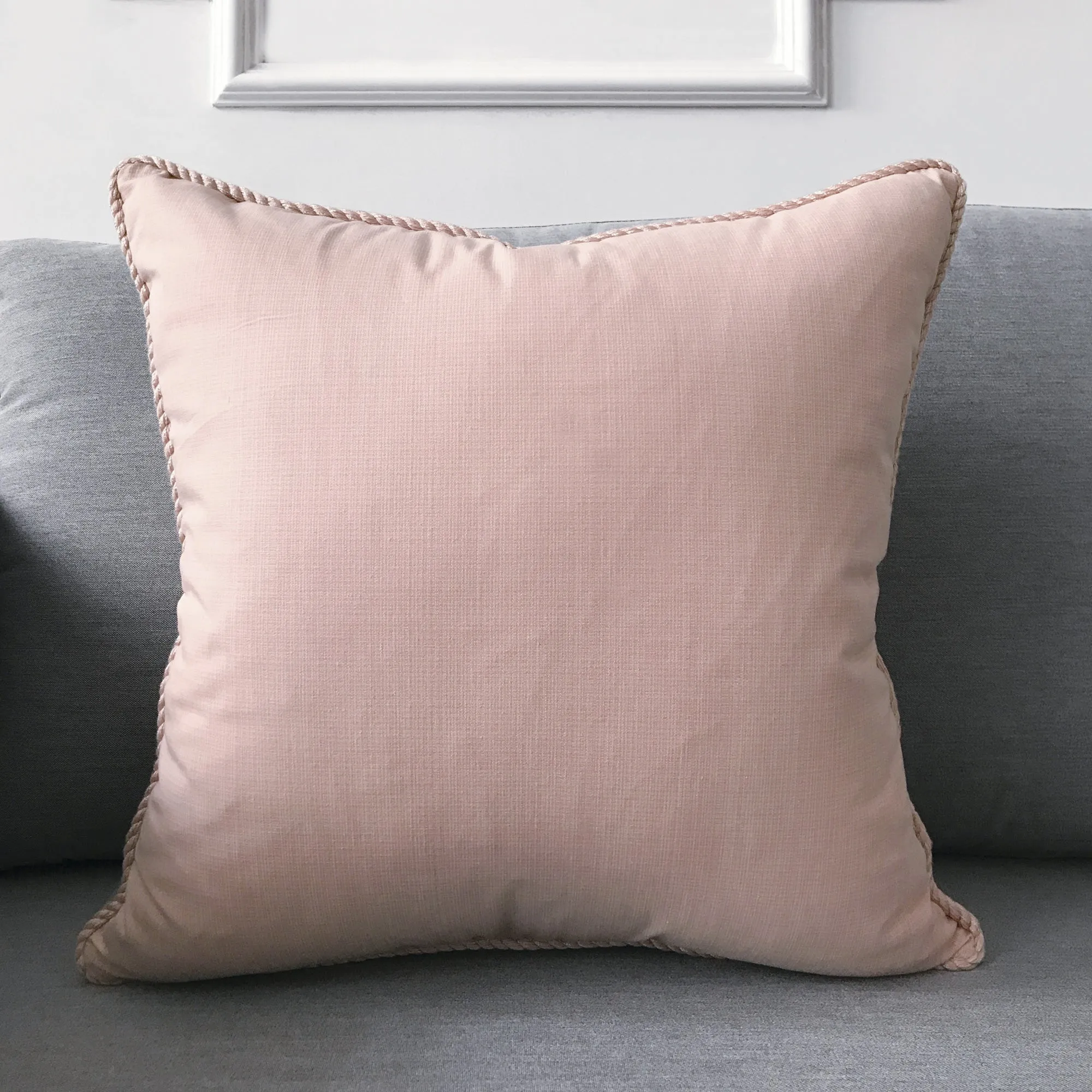 Blush Pink Textured Solid Throw Pillow Cover 18x18