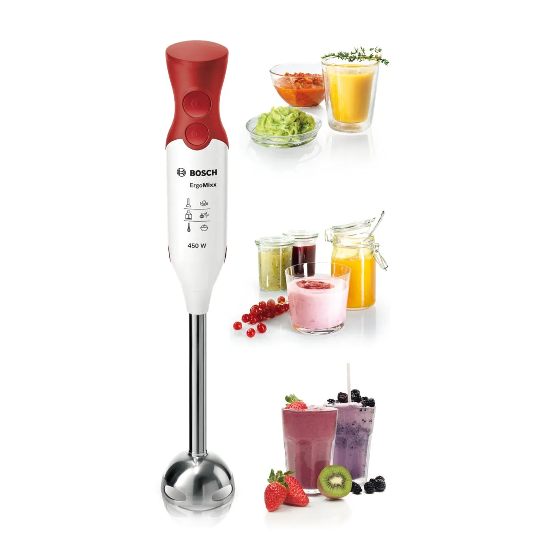 Bosch Msm64110 Blender Immersion Blender 450 W Red, White