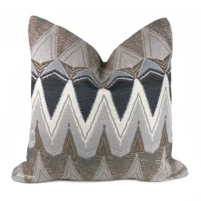 Bryce Gray Brown Charcoal Chevron Pillow Cover