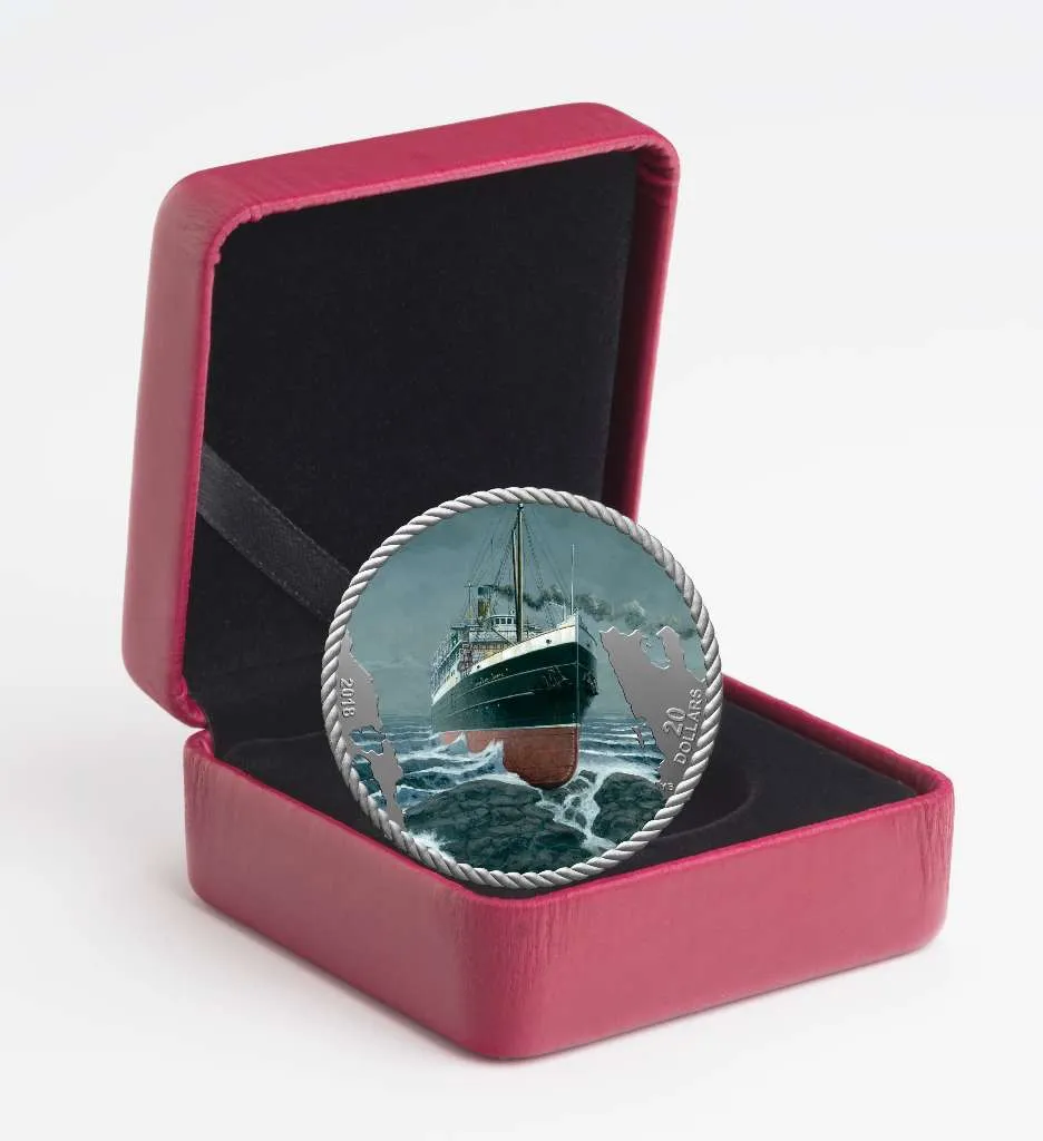 Canada Silver 2018 $20 The Sinking of the S.S. Princess Sophia 100th Anniv PF 1.009oz, .9999