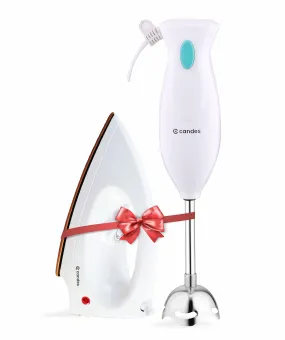 Candes EI-107 Light Weight Electric Dry Iron   Hand Blender 250 Watts (Super Combo)