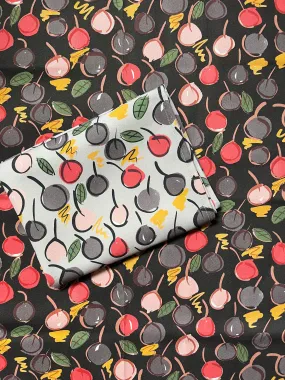 Cherries Tea Towel - Grey / Pink