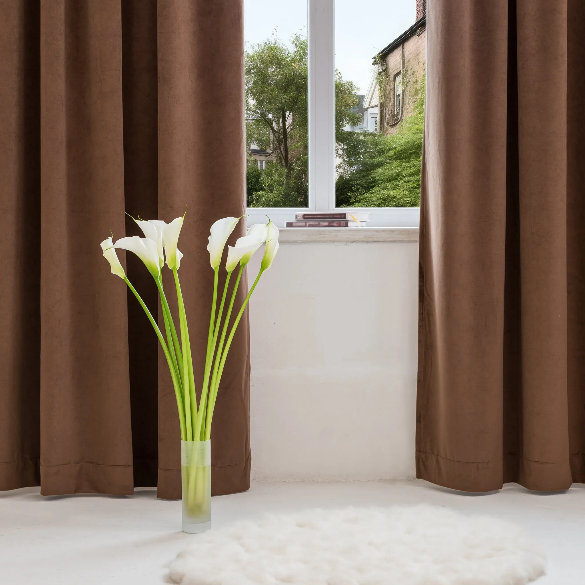 Chocolate Brown Velvet Blackout Curtain with Tab Tops - Custom Length and Width - Other Colors Available