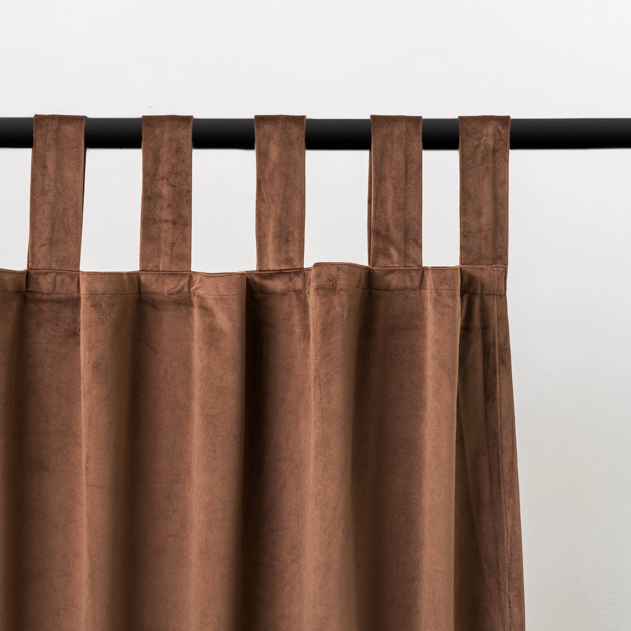 Chocolate Brown Velvet Tab Top Curtain - Custom Length and Width - Other Colors Available