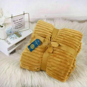 Chunky Ribbed Throw Blankets 150x200cm 100% Polyester - Cozy & Warm - Perfect Blankets for Bed, Sofa, Couch MUSTARD