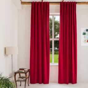 Classic Red Velvet Back Tab Curtain - Custom Sizes and Colors