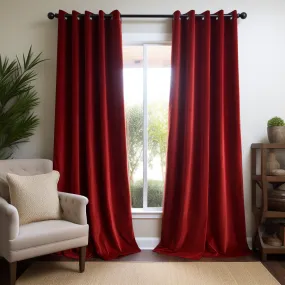 Classic Red Velvet Blackout Grommet Curtain - Custom Sizes and Colours