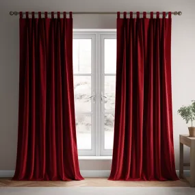 Classic Red Velvet Blackout Tab Top Curtain - Custom Sizes and Colours