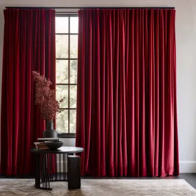 Classic Red Velvet S-Fold Curtain - Custom Length and Width