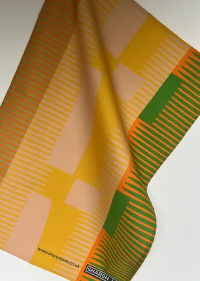 Combed Stripe Tea Towel - Plaster   Saffron