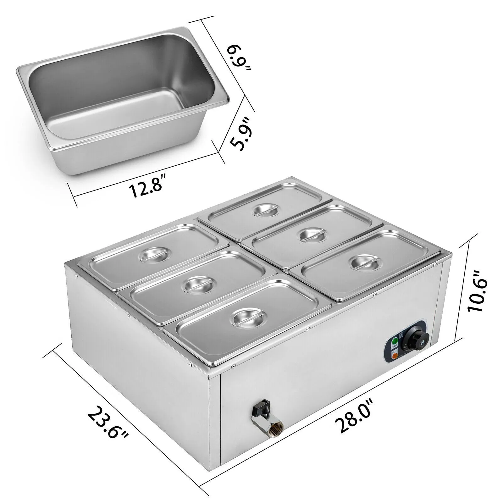 Commercial Stainless Steel Electric Catering Food Warmer Steam Table