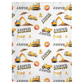 Construction Print Personalized Minky Blanket (Sherpa)