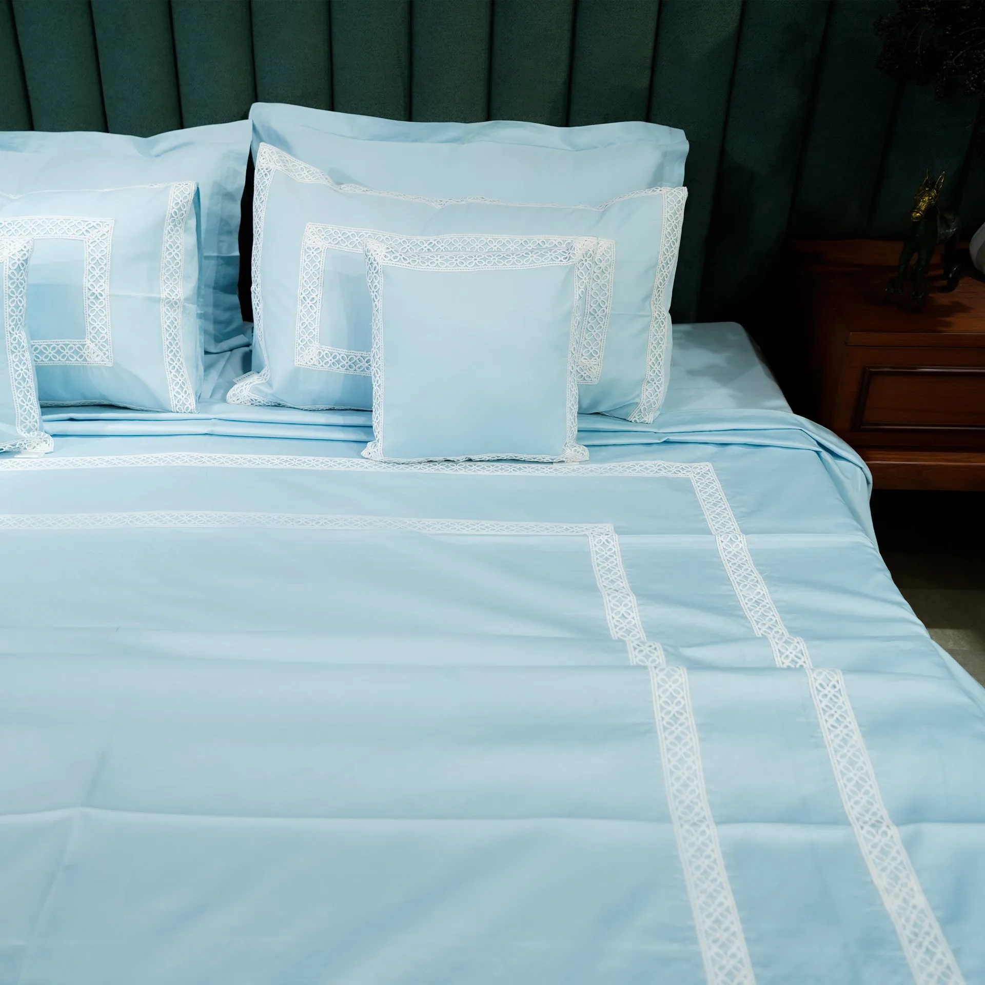 Cotton Bloom| Designer Bed Sheet Set| Baby Blue| 100%Cotton