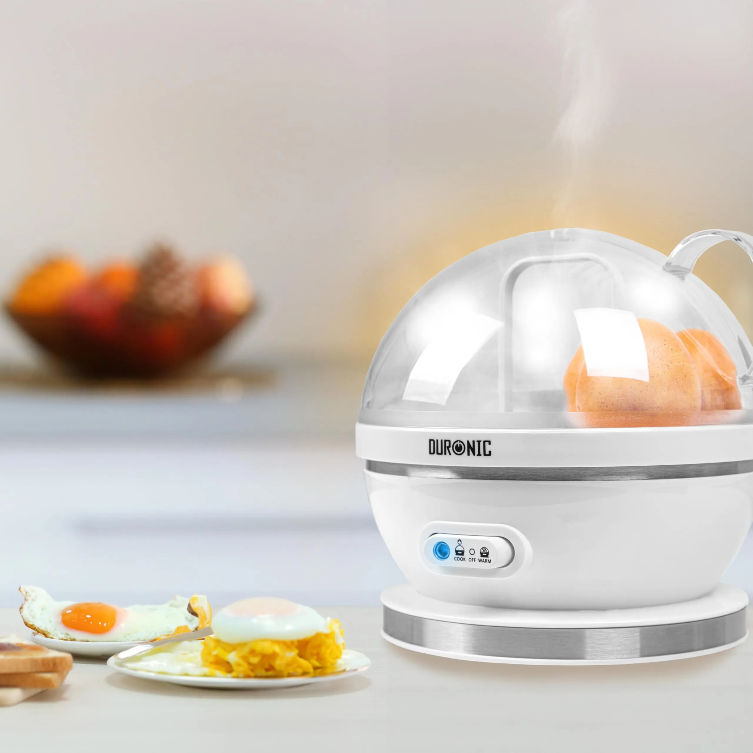 Duronic Electric Egg Boiler EB27 WE, Steamer for Eggs, Egg Cooking Machine, Automatic Egg Boiler Electronic Egg Poacher Machine  for 7 Soft, Medium & Hard Boiled Eggs