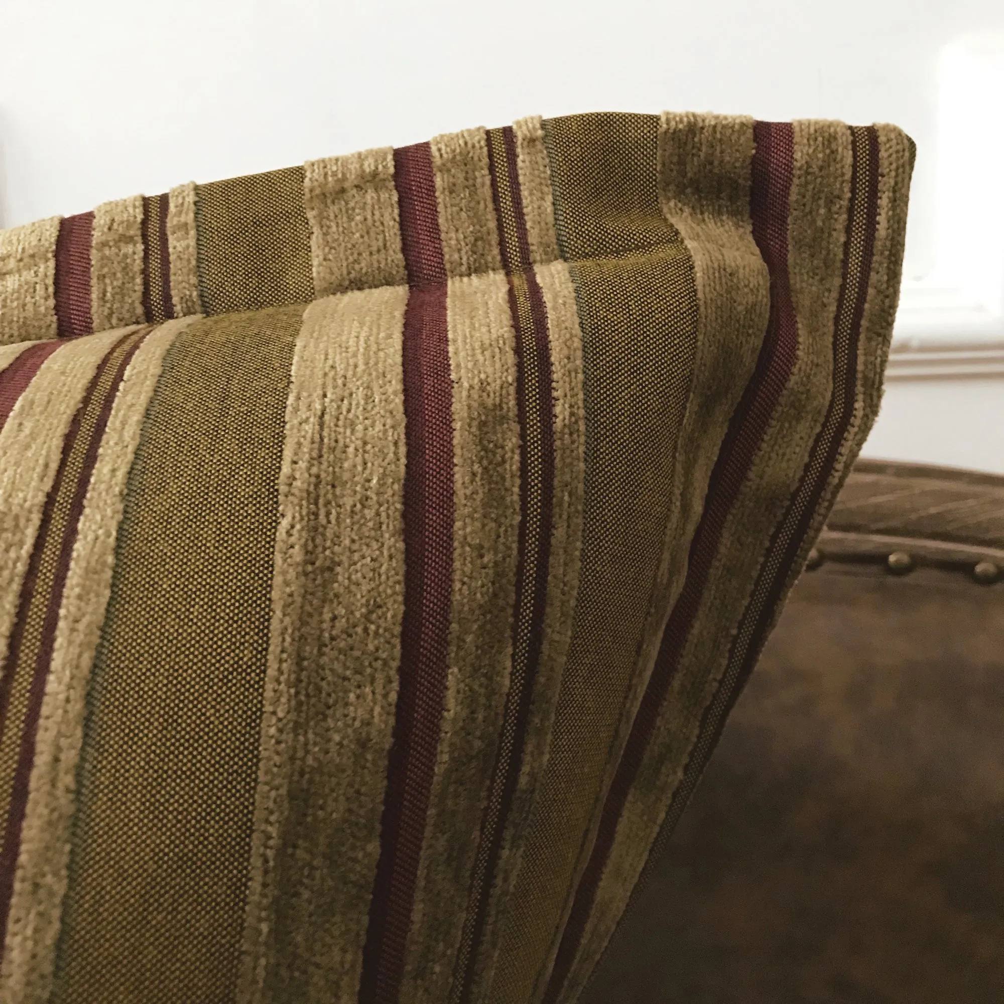 Earth Tone Velvet Textured Woven Striped Throw Pillow Cover 26x26