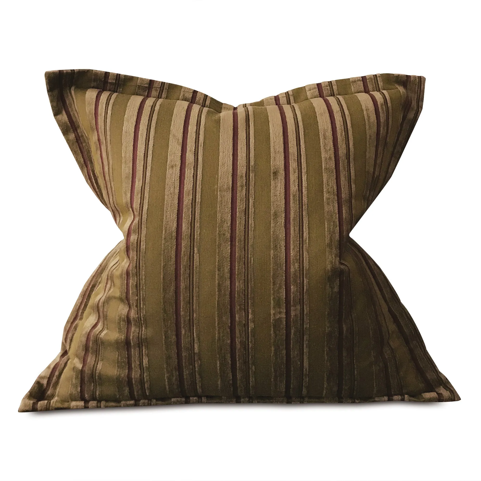 Earth Tone Velvet Textured Woven Striped Throw Pillow Cover 26x26