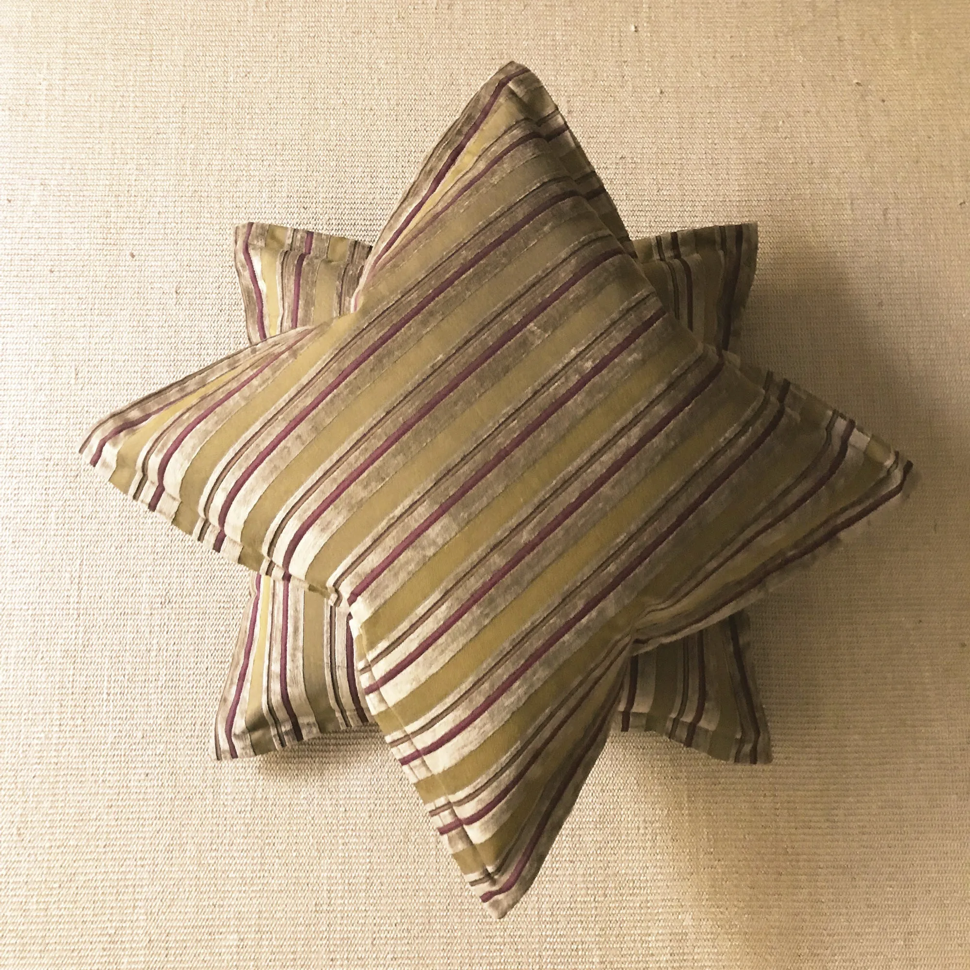 Earth Tone Velvet Textured Woven Striped Throw Pillow Cover 26x26