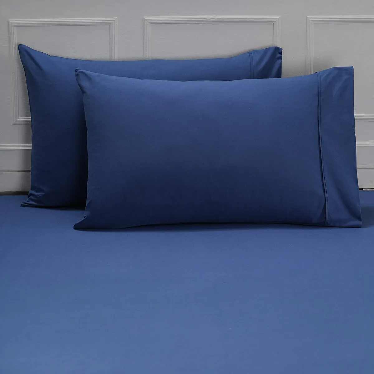 Eden Crisp & Light Weight 100% Cotton Solid Blue Fitted Sheet