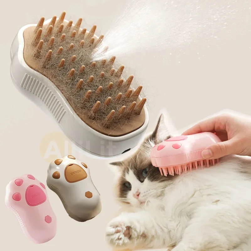 Electric Cat Grooming Brush with Spray Technology to Removal Dirt and Dust