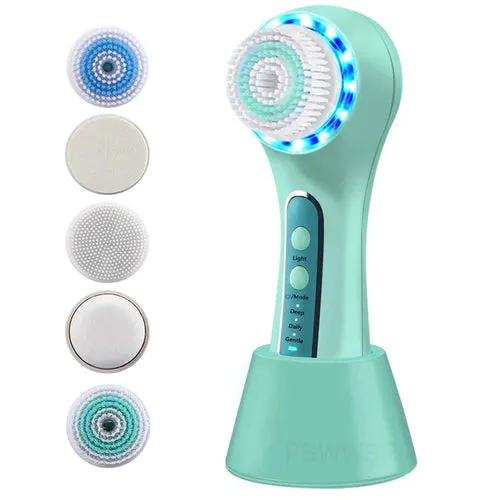 Electric Facial Cleansing Brush with LED & IPX7 Waterproof Technology